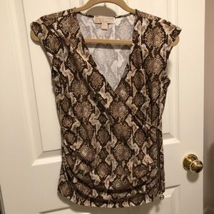 Michael Kors Snake Print Ruched Blouse